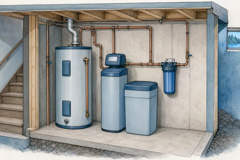 Drawing of basement water treatment equipment